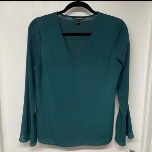 Banana Republic Dark Green Blouse Bell Sleeves Size XS